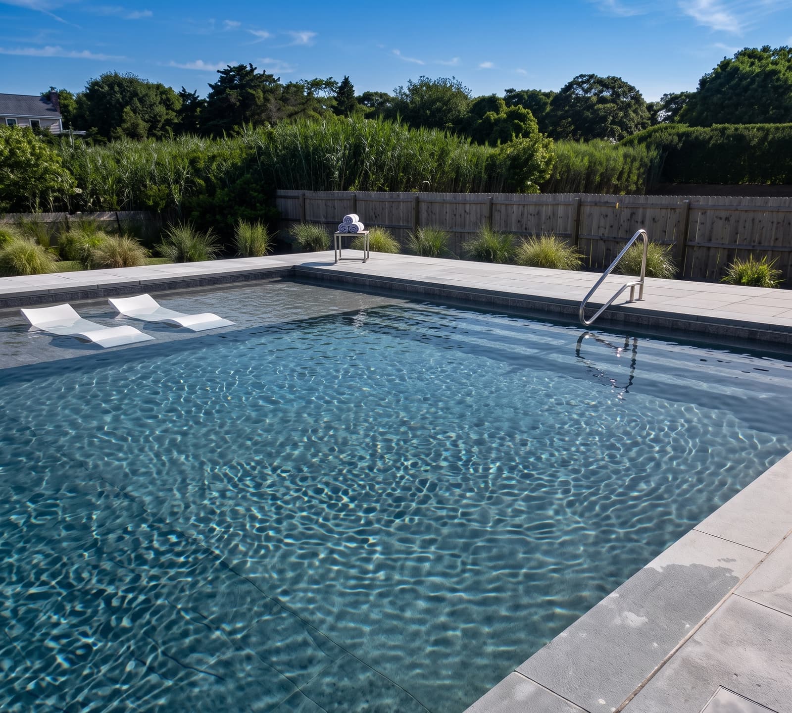 Custom gunite pool with tanning ledge built in Suffolk County